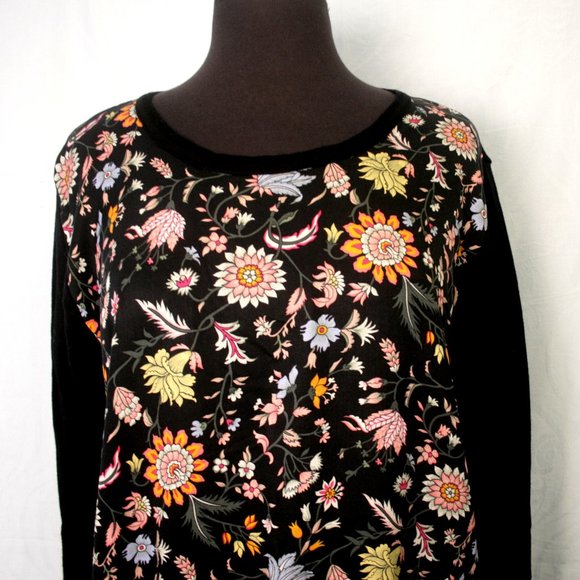 Black & Floral Sweater/Blouse - Picture 3 of 4